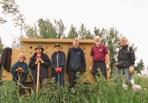 Volunteers build a sand martin bank at Earth Trust