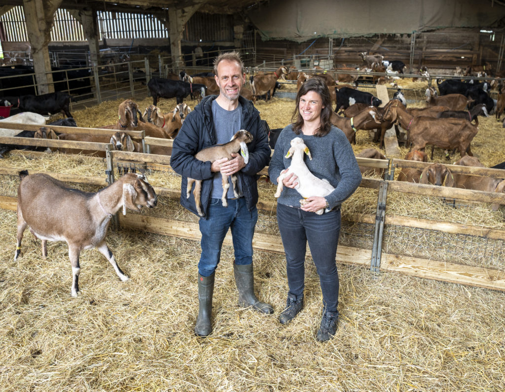 Norton and Yarrow artisan goat cheese producers at Earth Trust farm in Oxfordshire