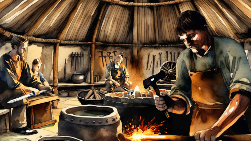 An artist's impression of the blacksmith's workshop, enhanced with generative AI