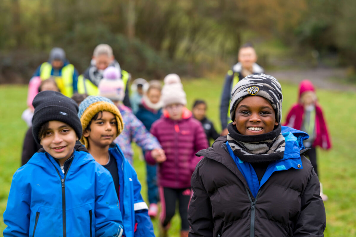 children on an outdoor school visit